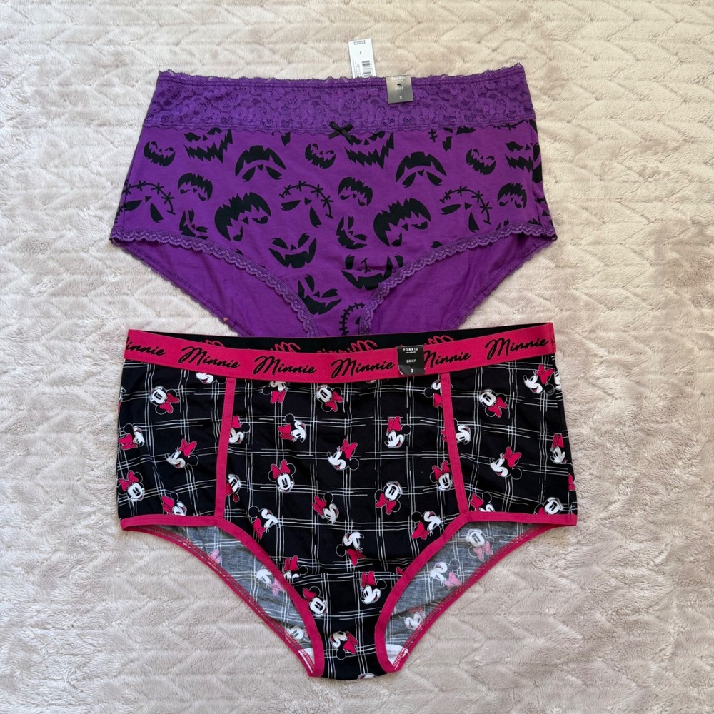 Torrid Curve Brief Panty Set 2PK Minnie Mouse Nightmare Before Christmas Size 3